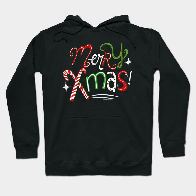 Fun Merry Christmas Lettering Hoodie by Steph Calvert Art